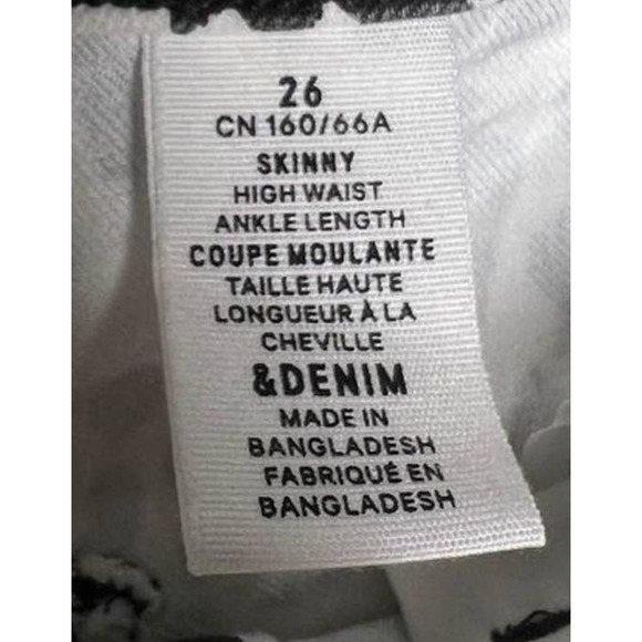 H&M Denim Skinny High Waist Jeans White Black Leopard Print 26" Waist - Picture 3 of 3